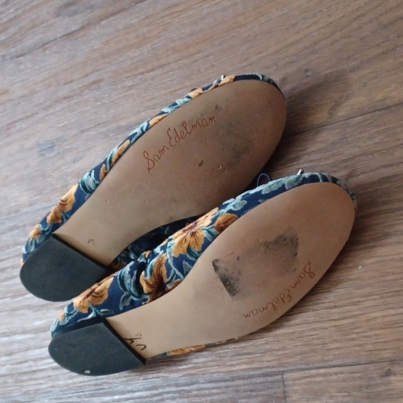 Sam Edelman Blue velvet floral ballerina  flats/size 8.5 - Picture 4 of 5